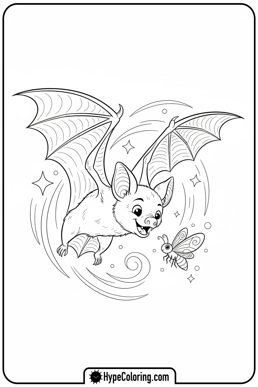 bat-catching-an-insect - bat coloring pages